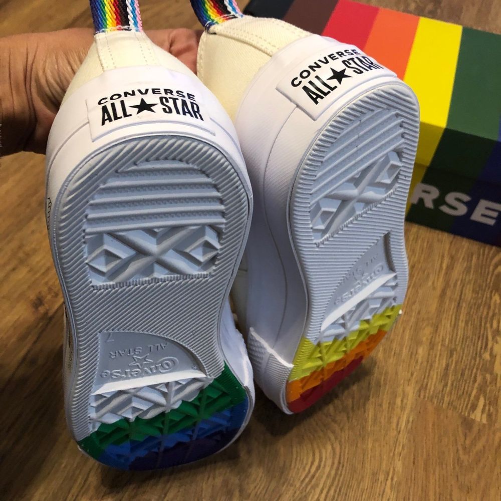 Converse all star chuck taylor low top rainbow print PLATFORM shoes sneakers new - Picture 3 of 7